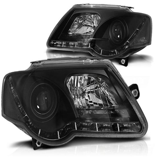 LED Tagfahrlicht Scheinwerfer passend für VW Passat 3C B6 05-10 schwarz