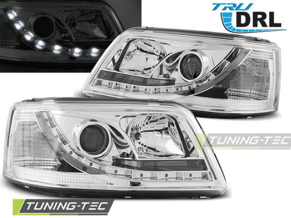 LED Tagfahrlicht Scheinwerfer passend für VW T5 03-09 chrom