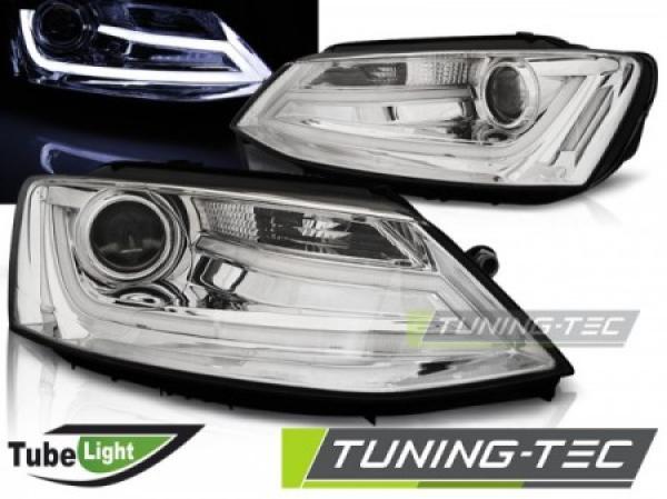 Scheinwerfer LED Tagfahrlicht Optik passend für VW Jetta 6 Bj. 11-18 Chrom LTI