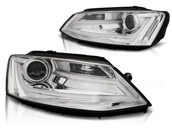 Scheinwerfer LED Tagfahrlicht Optik passend für VW Jetta 6 Bj. 11-18 Chrom LTI