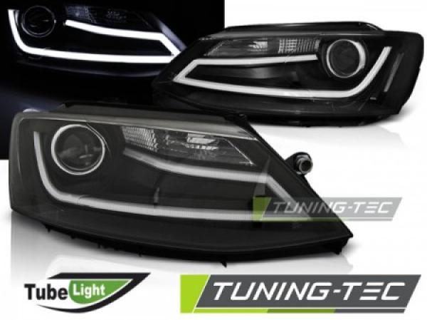 Scheinwerfer LED Tagfahrlicht Optik passend für VW Jetta 6 Bj. 11-18 Schwarz LTI