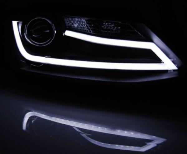 Scheinwerfer LED Tagfahrlicht Optik passend für VW Jetta 6 Bj. 11-18 Schwarz LTI