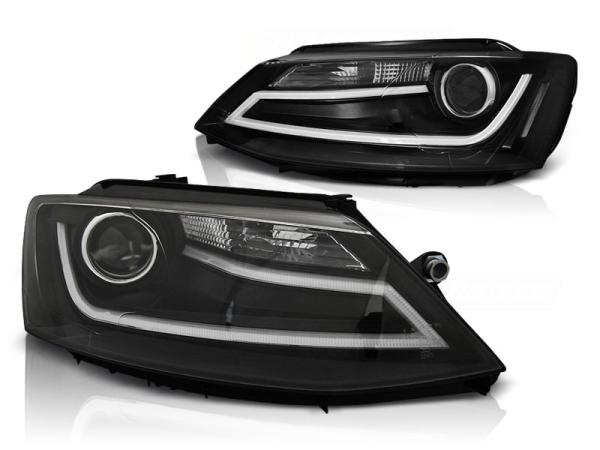 Scheinwerfer LED Tagfahrlicht Optik passend für VW Jetta 6 Bj. 11-18 Schwarz LTI