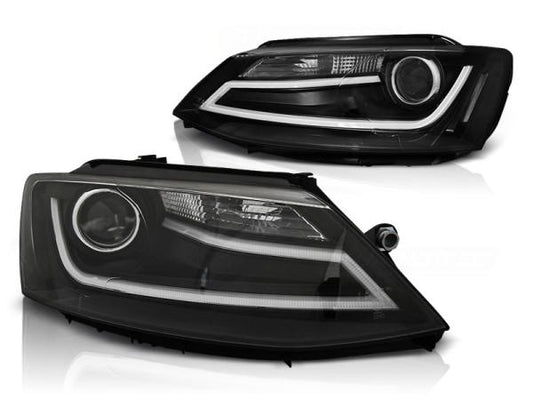 Scheinwerfer LED Tagfahrlicht Optik passend für VW Jetta 6 Bj. 11-18 Schwarz LTI