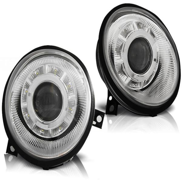 Scheinwerfer LED Angel Eyes passend für VW Lupo 6X Bj. 98-05 Chrom