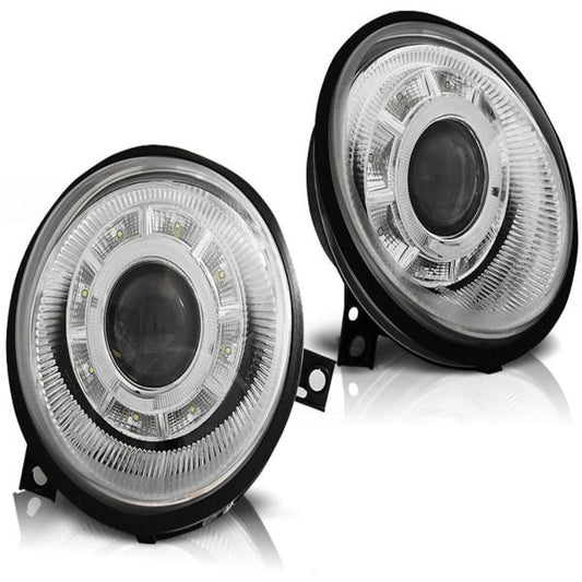 Scheinwerfer LED Angel Eyes passend für VW Lupo 6X Bj. 98-05 Chrom