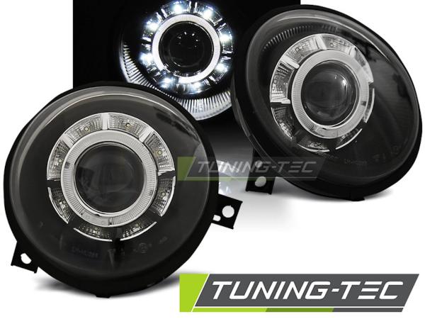 Scheinwerfer LED Angel Eyes passend für VW Lupo 6X Bj. 98-05 Schwarz