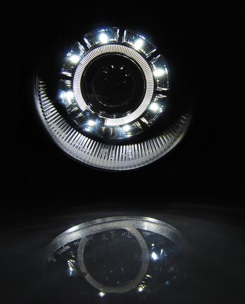 Scheinwerfer LED Angel Eyes passend für VW Lupo 6X Bj. 98-05 Schwarz