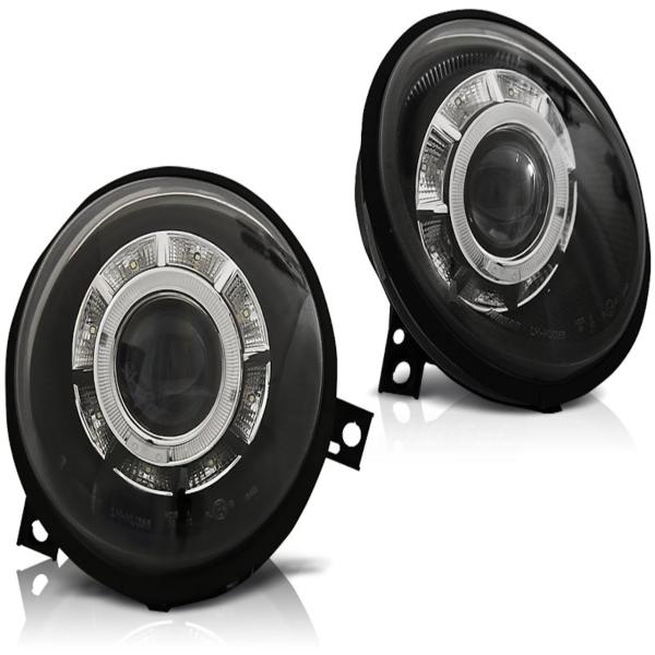 Scheinwerfer LED Angel Eyes passend für VW Lupo 6X Bj. 98-05 Schwarz