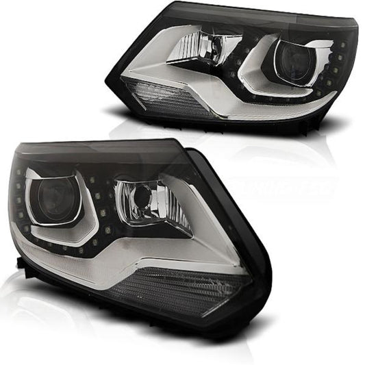 LED Tagfahrlicht Scheinwerfer passend für VW Tiguan Facelift 06/11-15 schwarz