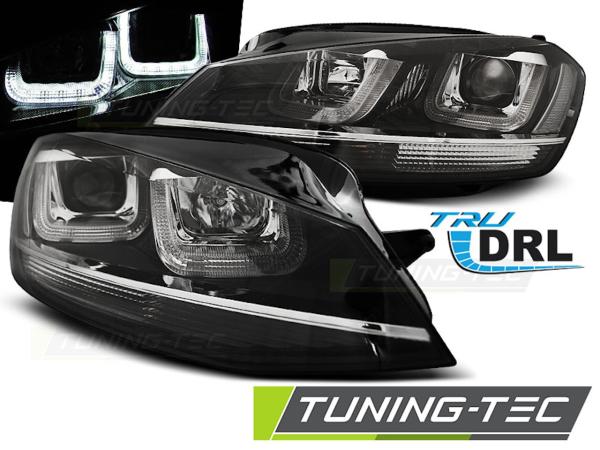 Scheinwerfer U-Tube LED Tagfahrlicht passend für VW Golf 7 Bj. 12-16 Schwarz Chrom