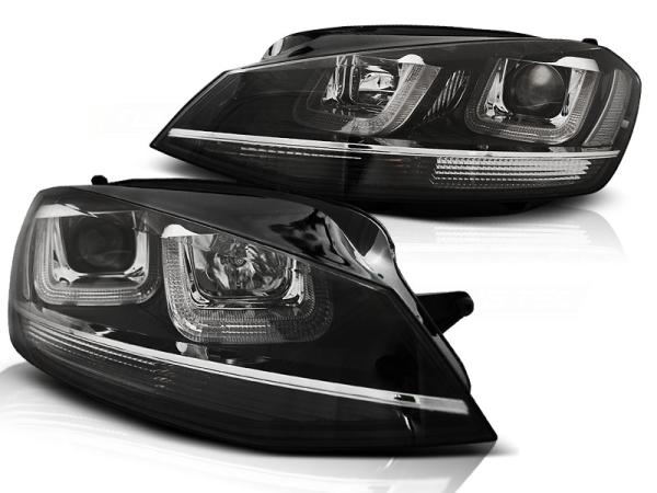 Scheinwerfer U-Tube LED Tagfahrlicht passend für VW Golf 7 Bj. 12-16 Schwarz Chrom