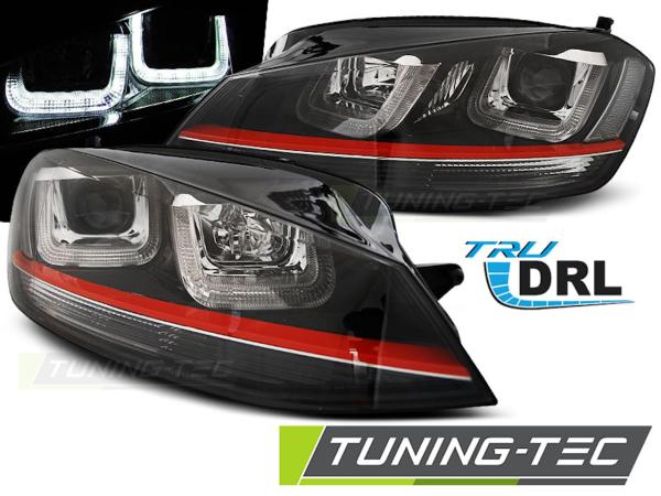 Scheinwerfer U-Tube LED Tagfahrlicht passend für VW Golf 7 Bj. 12-16 Schwarz Rot Edition