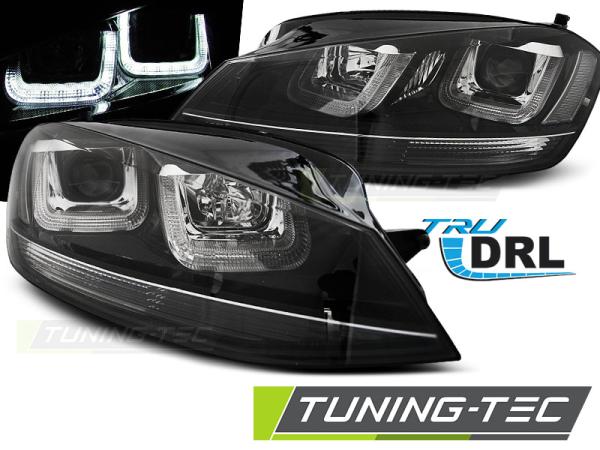 Scheinwerfer U-Tube LED Tagfahrlicht passend für VW Golf 7 Bj. 12-16 Schwarz Edition