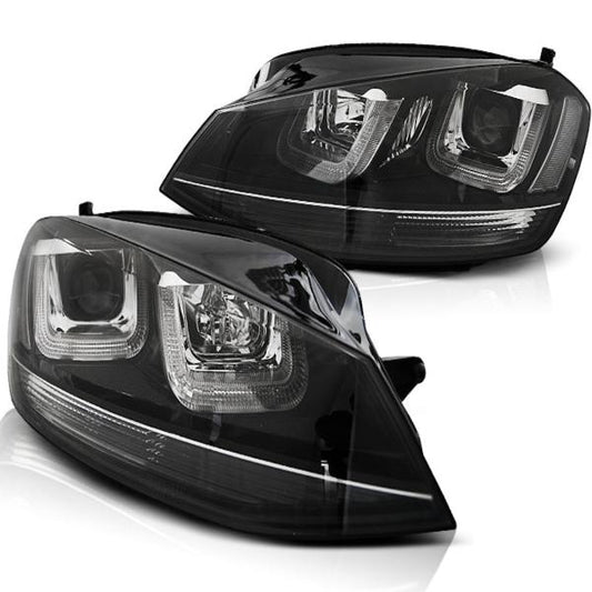 Scheinwerfer U-Tube LED Tagfahrlicht passend für VW Golf 7 Bj. 12-16 Schwarz Edition