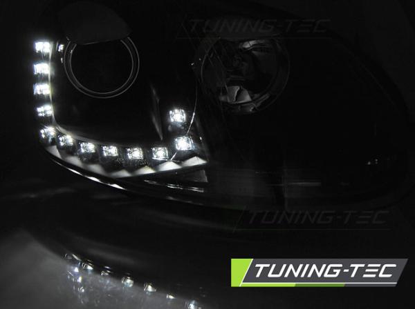 LED Tagfahrlicht Scheinwerfer passend für VW Golf 5 03-09 im Golf 6 Design