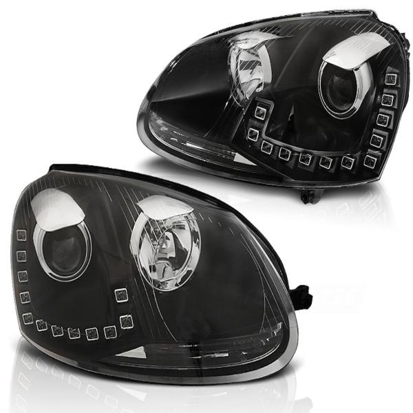 LED Tagfahrlicht Scheinwerfer passend für VW Golf 5 03-09 im Golf 6 Design
