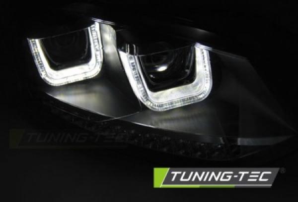 Scheinwerfer U-Tube LED Tagfahrlicht Optik passend für VW Polo 6R 6C Bj. 09-17 Schwarz