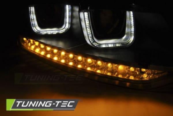 Scheinwerfer U-Tube LED Tagfahrlicht Optik passend für VW Polo 6R 6C Bj. 09-17 Schwarz