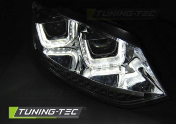 Scheinwerfer U-Tube Tagfahrlicht Optik passend für VW Polo 6R Chrom dynamischem Blinker