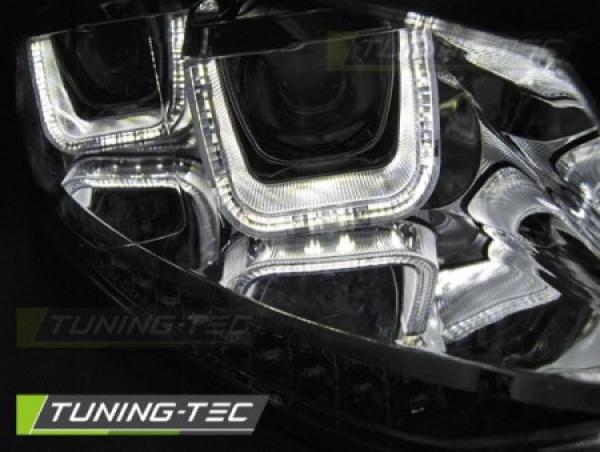 Scheinwerfer U-Tube Tagfahrlicht Optik passend für VW Polo 6R Chrom dynamischem Blinker