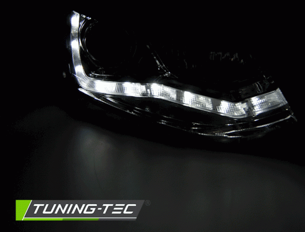 LED Tagfahrlicht Design Scheinwerfer passend für VW Polo 6R 09-14 chrom