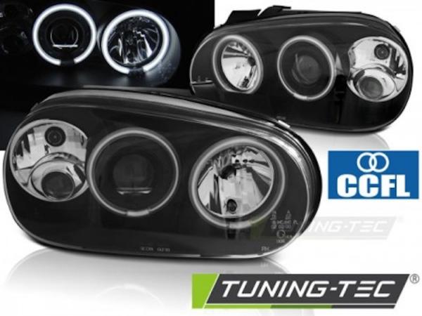 Scheinwerfer CCFL Angel Eyes passend für VW Golf 4  97-03 Schwarz mit Nebelscheinwerfer