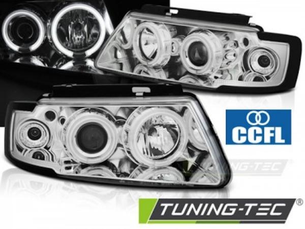 Scheinwerfer CCFL Angel Eyes passend für VW Passat 3B Bj. 96-00 Chrom