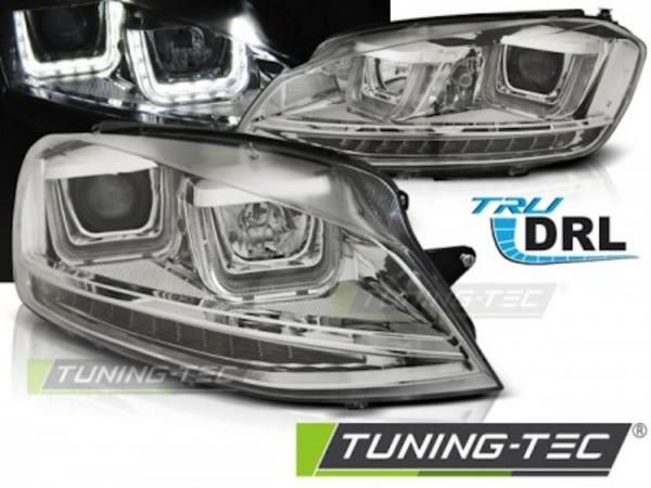 Scheinwerfer U-Tube LED Tagfahrlicht passend für VW Golf 7 12-16 Chrom mit LED Blinker