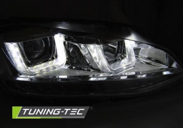 Scheinwerfer U-Tube LED Tagfahrlicht passend für VW Golf 7 12-16 Chrom mit LED Blinker