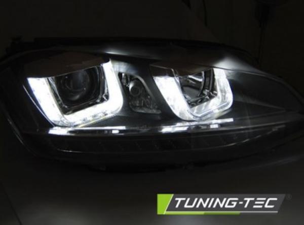 Scheinwerfer DRL LED Tagfahrlicht passend für VW Golf 7 12- Schwarz Rot mit LED Blinker