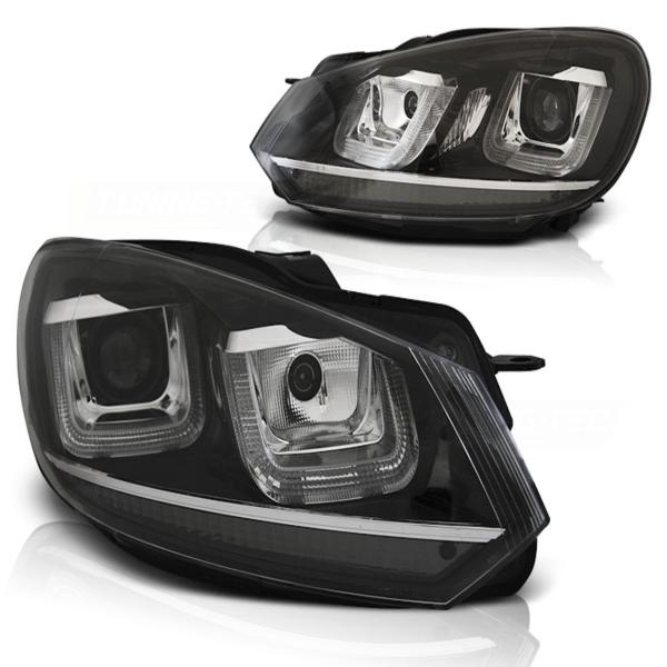 LED Tagfahrlicht Upgrade Scheinwerfer passend für VW Golf 6 08-12 schwarz / chrom