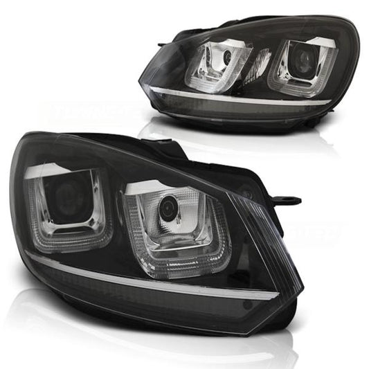 LED Tagfahrlicht Upgrade Scheinwerfer passend für VW Golf 6 08-12 schwarz / chrom