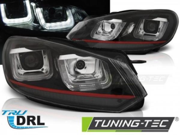Scheinwerfer U-Tube LED Tagfahrlicht passend für VW Golf 6 Bj. 08-13 Schwarz Rot Edition