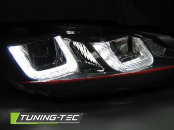Scheinwerfer U-Tube LED Tagfahrlicht passend für VW Golf 6 Bj. 08-13 Schwarz Rot Edition
