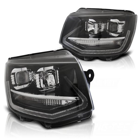 Scheinwerfer mit LED-Tagfahrlicht passend für VW T6 2015–2019 Schwarz
