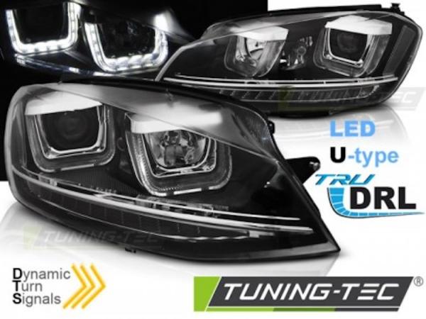 Scheinwerfer DRL LED Tagfahrlicht passend für VW Golf 7 2-16 Schwarz chrom dynamische Blinker