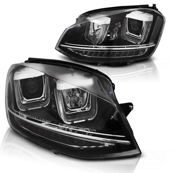 Scheinwerfer DRL LED Tagfahrlicht passend für VW Golf 7 2-16 Schwarz chrom dynamische Blinker