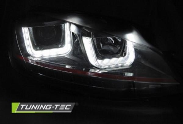 Scheinwerfer DRL LED Tagfahrlicht passend für VW Golf 7 Bj. 12-16 Schwarz Rot mit dynamischem Blinker