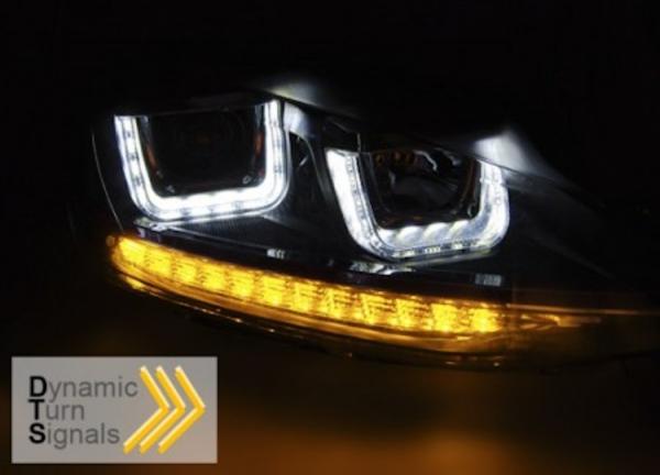 Scheinwerfer DRL LED Tagfahrlicht passend für VW Golf 7 Bj. 12-16 Schwarz Rot mit dynamischem Blinker