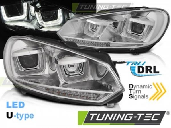 Scheinwerfer DRL LED Tagfahrlicht passend für VW Golf 6 08-13 chrom mit dynamichen Blinker