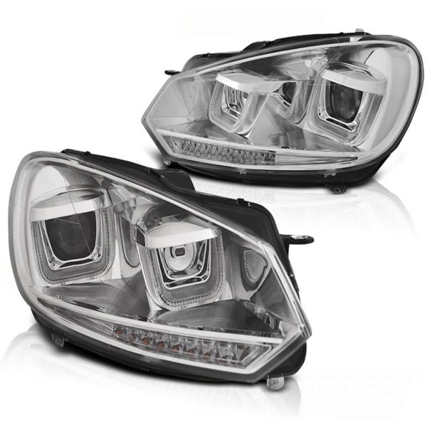 Scheinwerfer DRL LED Tagfahrlicht passend für VW Golf 6 08-13 chrom mit dynamichen Blinker