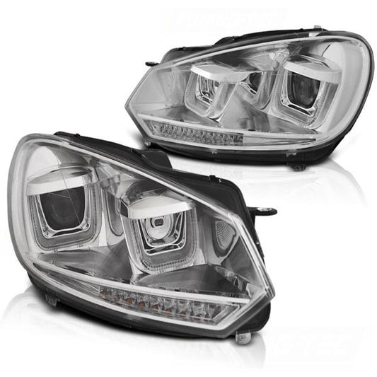 Scheinwerfer DRL LED Tagfahrlicht passend für VW Golf 6 08-13 chrom mit dynamichen Blinker