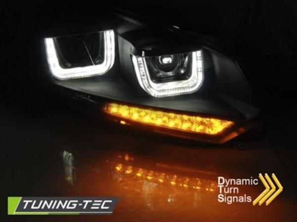 Scheinwerfer DRL LED Tagfahrlicht passend für VW Golf 6 08-13 Schwarz mit dynamischen Blinker
