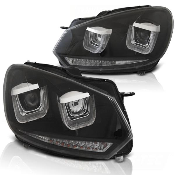 Scheinwerfer DRL LED Tagfahrlicht passend für VW Golf 6 08-13 Schwarz mit dynamischen Blinker