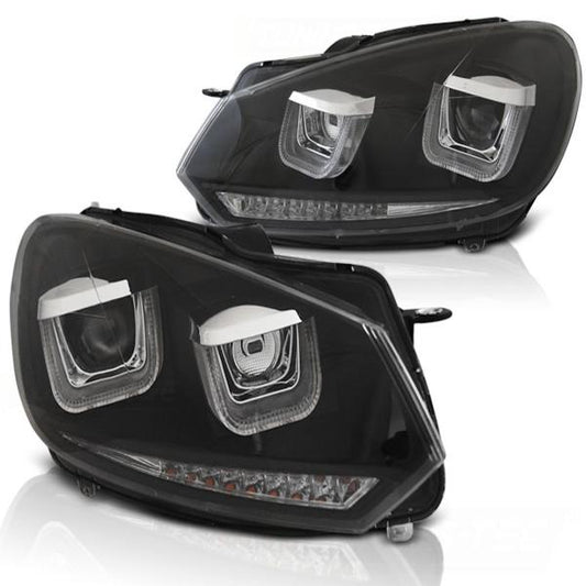 Scheinwerfer DRL LED Tagfahrlicht passend für VW Golf 6 08-13 Schwarz mit dynamischen Blinker