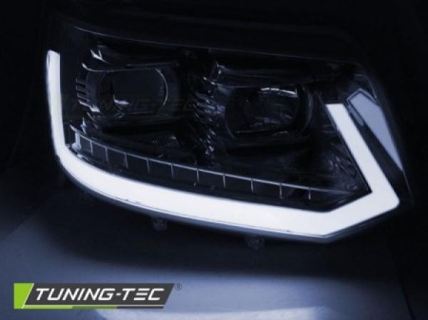LED Tagfahrlicht Scheinwerfer passend für VW T5 GP 10-15 chrom mit dyn LED Blinker