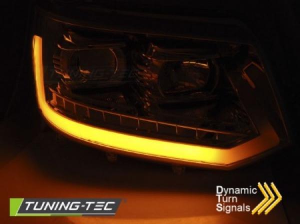 LED Tagfahrlicht Scheinwerfer passend für VW T5 GP 10-15 chrom mit dyn LED Blinker