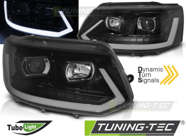 LED Tagfahrlicht Scheinwerfer passend für VW T5 GP 10-15 schwarz mit dyn LED Blinker