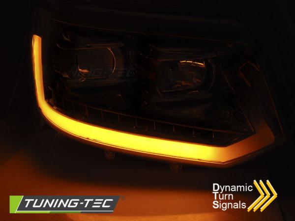 LED Tagfahrlicht Scheinwerfer passend für VW T5 GP 10-15 schwarz mit dyn LED Blinker